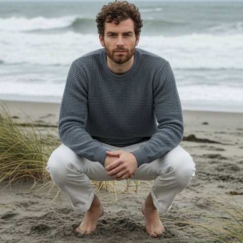 Waffle Stitch Sweater L/S: Misty Grey