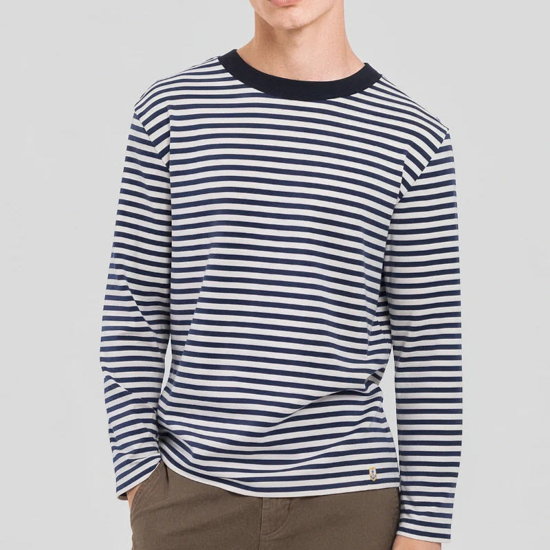 Stripe Ringer T-Shirt L/S: Navy/Milk