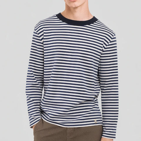 Stripe Ringer T-Shirt L/S: Navy/Milk