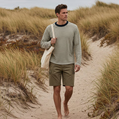 Stripe Ringer T-Shirt L/S: Olive/Milk