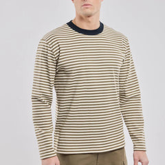 Stripe Ringer T-Shirt L/S: Olive/Milk