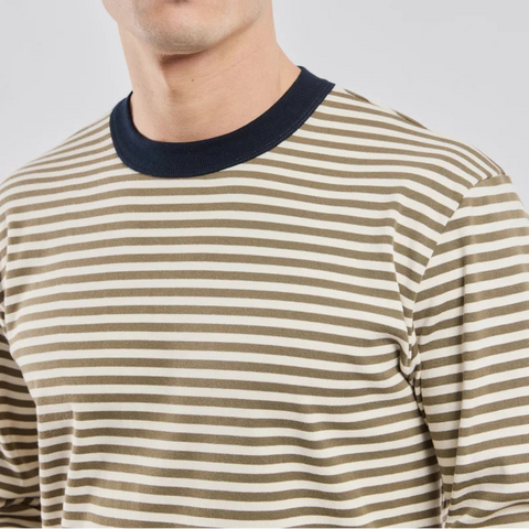 Stripe Ringer T-Shirt L/S: Olive/Milk