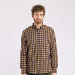 Check Shirt L/S: Navy & Camel