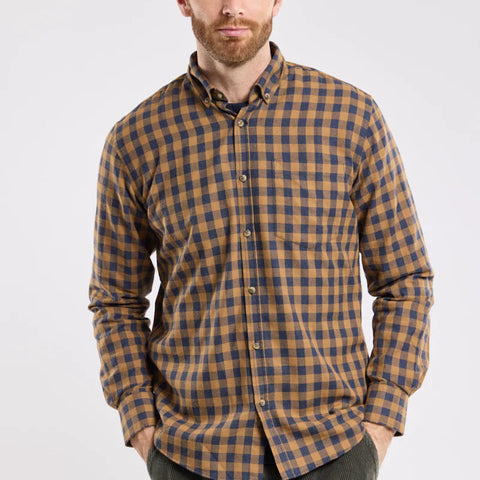 Check Shirt L/S: Navy & Camel