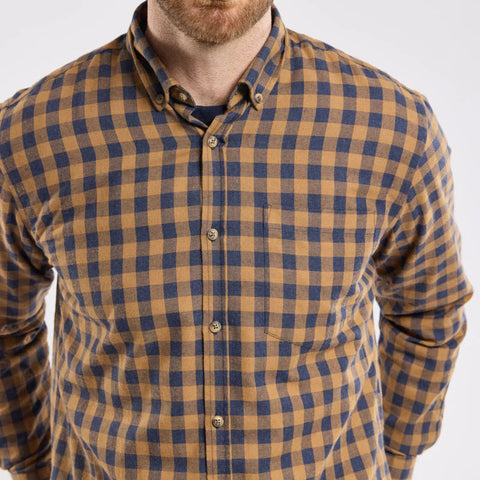 Check Shirt L/S: Navy & Camel