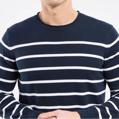 Striped Crew Sweater L/S: Navy