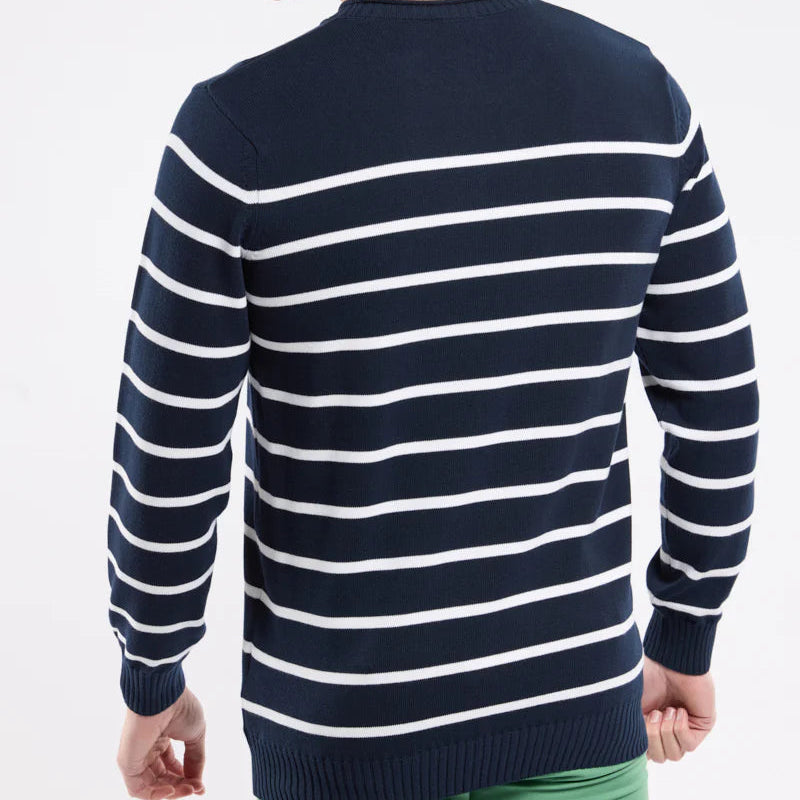Striped Crew Sweater L/S: Navy