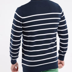 Striped Crew Sweater L/S: Navy