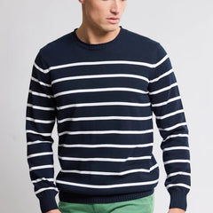 Striped Crew Sweater L/S: Navy