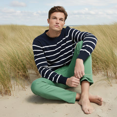 Striped Crew Sweater L/S: Navy