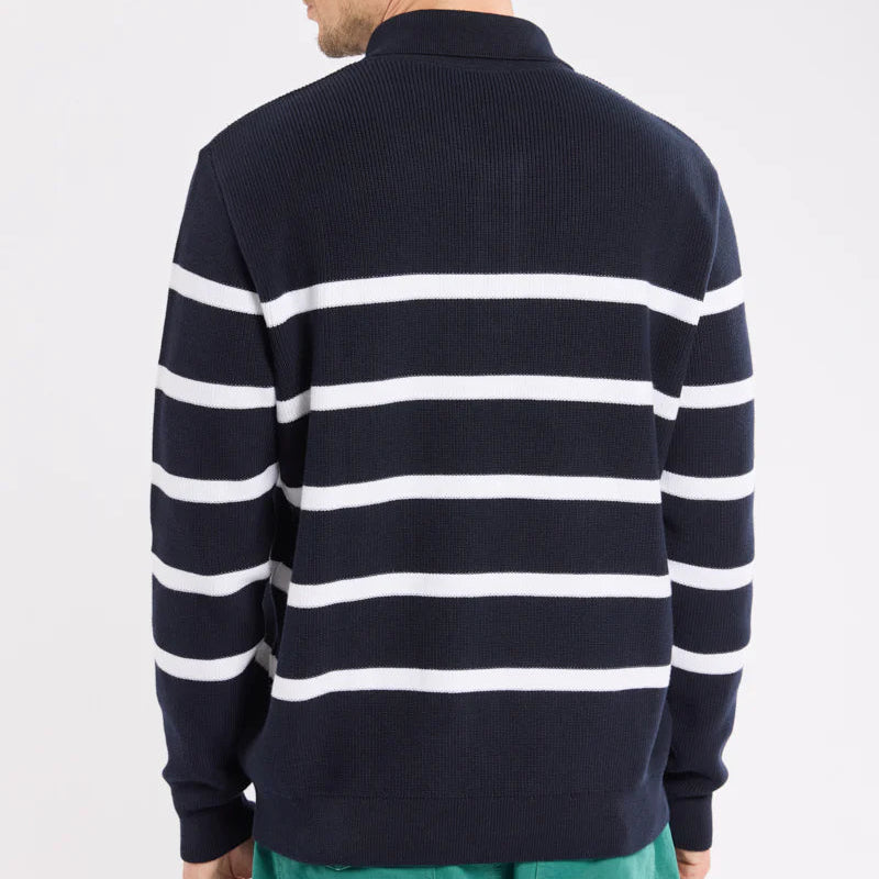 Collared Striped Sweater L/S: Navy