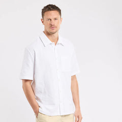 Embossed Stripe Knit Shirt S/S: White