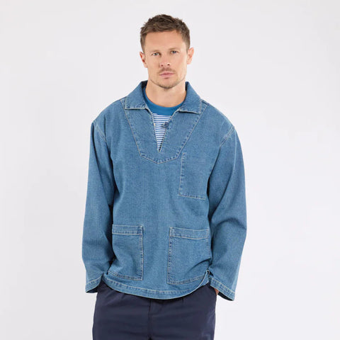 Denim Fisherman's Jacket: Blue