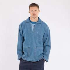 Denim Fisherman's Jacket: Blue