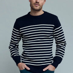 Fishermen Sweater L/S: Navy & White