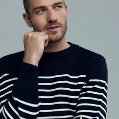 Fishermen Sweater L/S: Navy & White