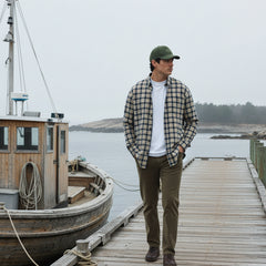 Flannel Overshirt L/S: Beige/Navy