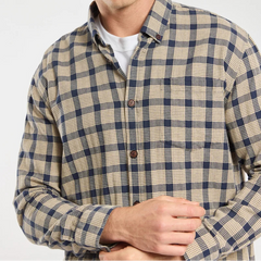 Flannel Overshirt L/S: Beige/Navy