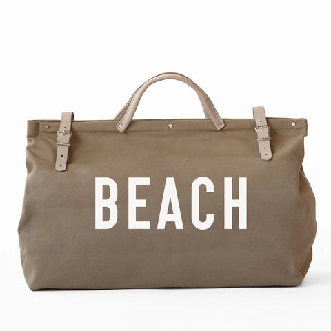 BEACH Canvas Bag: Khaki