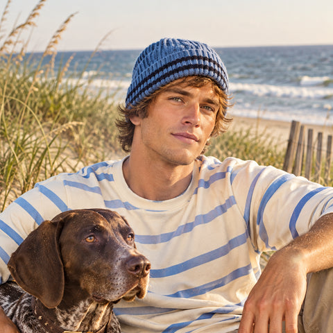 Cable Knit Beanie: Blue/Navy