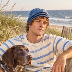 Cable Knit Beanie: Blue/Navy