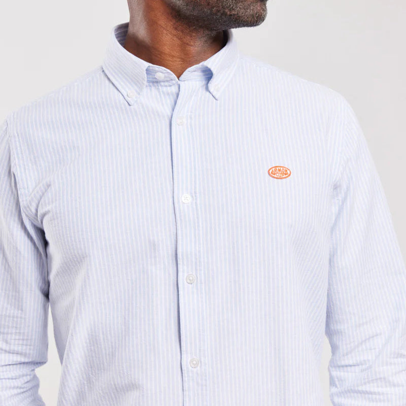 Oxford Cloth Stripe Shirt L/S: Blue/White