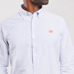 Oxford Cloth Stripe Shirt L/S: Blue/White