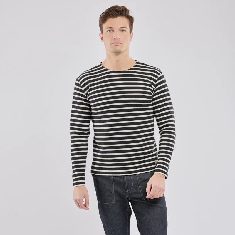Brenton Striped Shirt L/S: Black/Nature