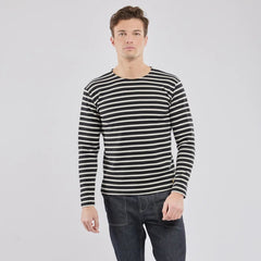 Brenton Striped Shirt L/S: Black/Nature