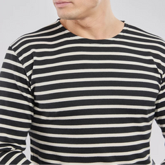 Brenton Striped Shirt L/S: Black/Nature