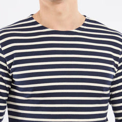 Brenton Striped Shirt L/S: Navy/Nature