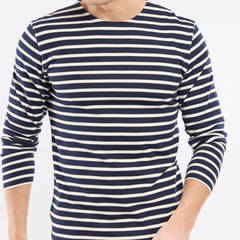 Brenton Striped Shirt L/S: Navy/Nature