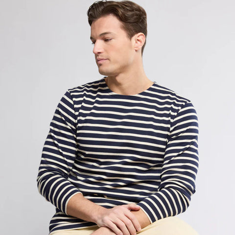 Brenton Striped Shirt L/S: Navy/Nature