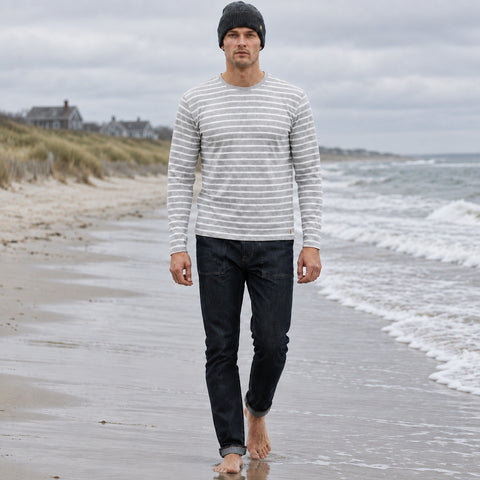 Brenton Striped Shirt L/S: Grey/Milk