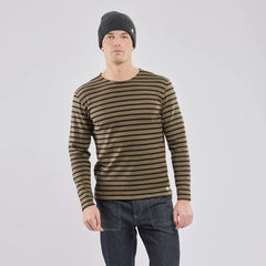 Brenton Striped Shirt L/S: Olive/Black