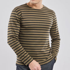 Brenton Striped Shirt L/S: Olive/Black