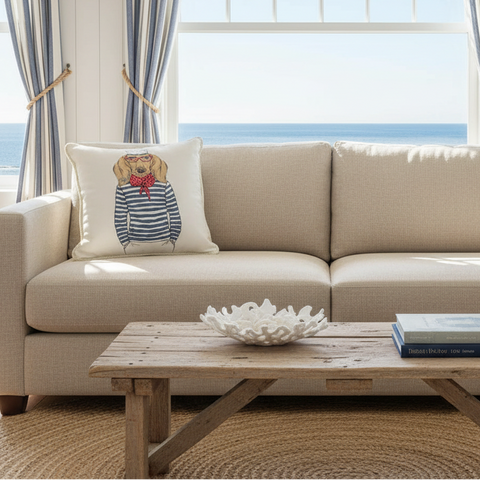 Sailor Lab Pillow: Beige Linen