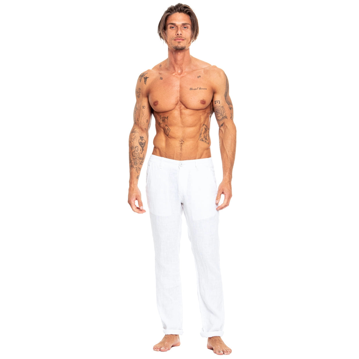 Slim Linen Pant: White
