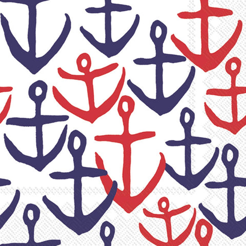 "Anchors" Paper Cocktail Napkins: 20 count