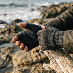 Wool Fingerless Glove:Black