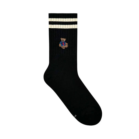 Crew Point Bear Sock: Black/White