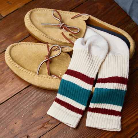 Retro Stripe Crew Sock: Teal/Berry