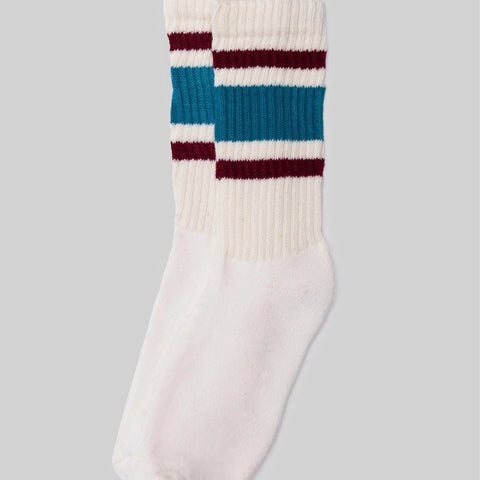 Retro Stripe Crew Sock: Teal/Berry