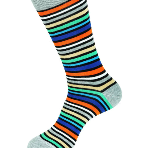 Coastal Stripe Sock: Blue/Orange