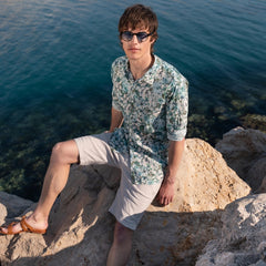 Sandros Floral Print Shirt L/S: Aqua