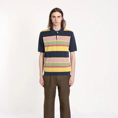 LeRoy Caruso Stripe Polo S/S: Blue Night/Multi