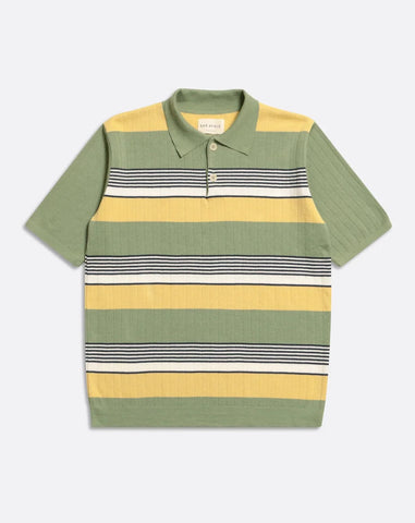 LeRoy Gatto Stripe Polo S/S: Turf Green/Multi