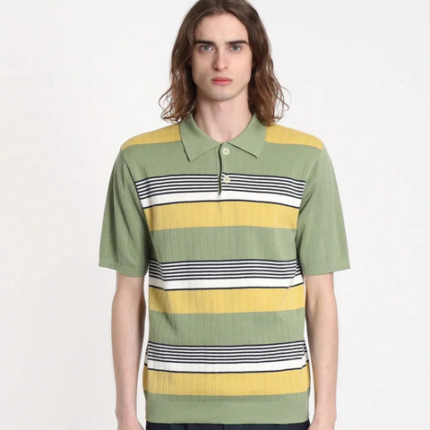 LeRoy Gatto Stripe Polo S/S: Turf Green/Multi