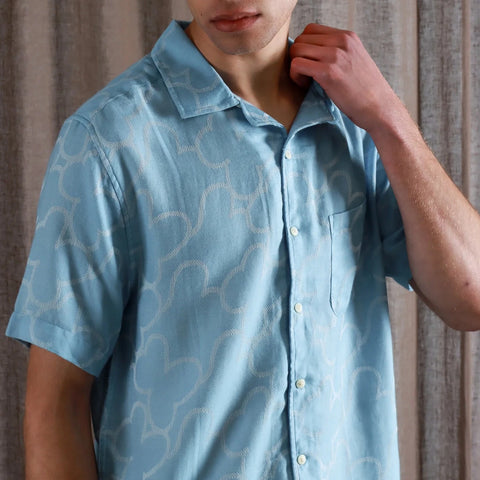 Stachio Floral Shirt S/S: Allure Blue