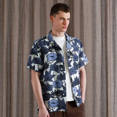 Selleck Floral Collage Shirt S/S: Navy